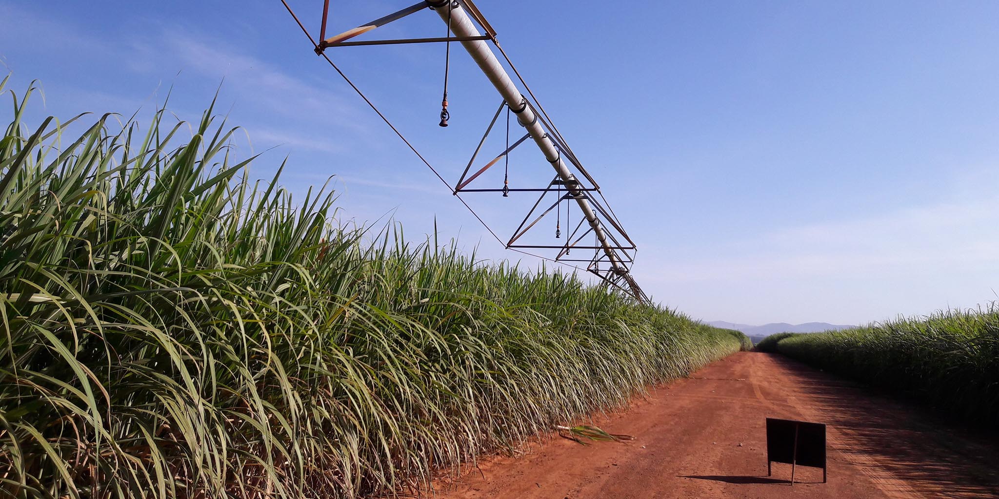 Decorative image Irrigation device on a sugar cane field in Brazil